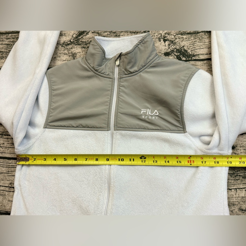 FILA Sport Women's Zip Up Jacket, Mock Neck Soft Fleece, White Gray Size Small - Picture 6 of 13